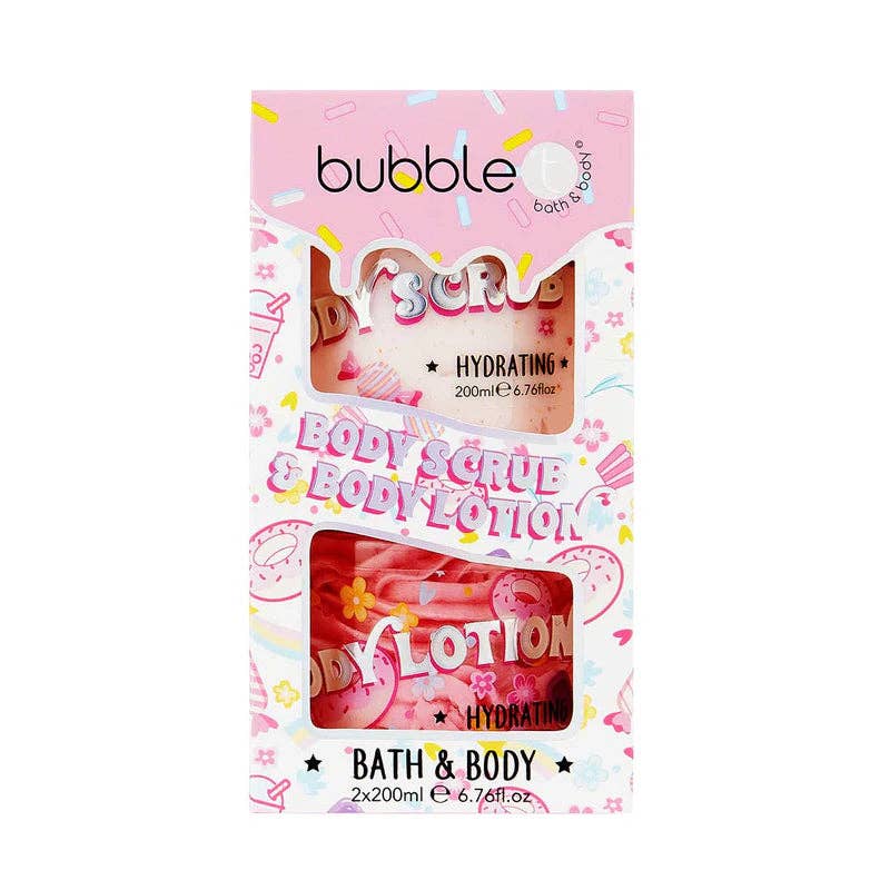 Beauty Goddess – Großhandel Bade- & Körperpflege-Set – Bubble T Cosmetics Sweetea Körperpeeling & Körperlotion Geschenkset (2 x 200 ml)0