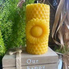 Thy Will Bee Done Apiary - Venta al por mayor Velas de diseño llamativo - Vela de cera de abejas de girasol, vela de cera de abejas orgánica pura