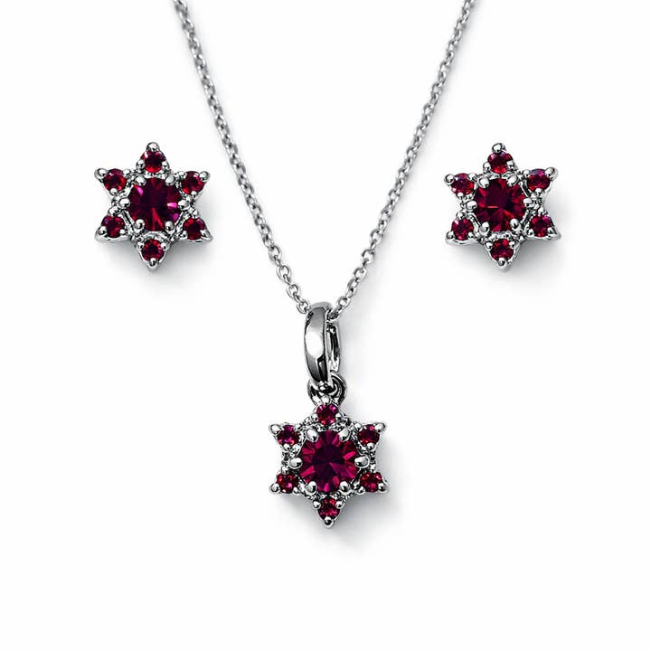 Ruby Star Swarovski Crystal Set – Hängsmycke & Örhängen för wholesale av Glimmering Handmade