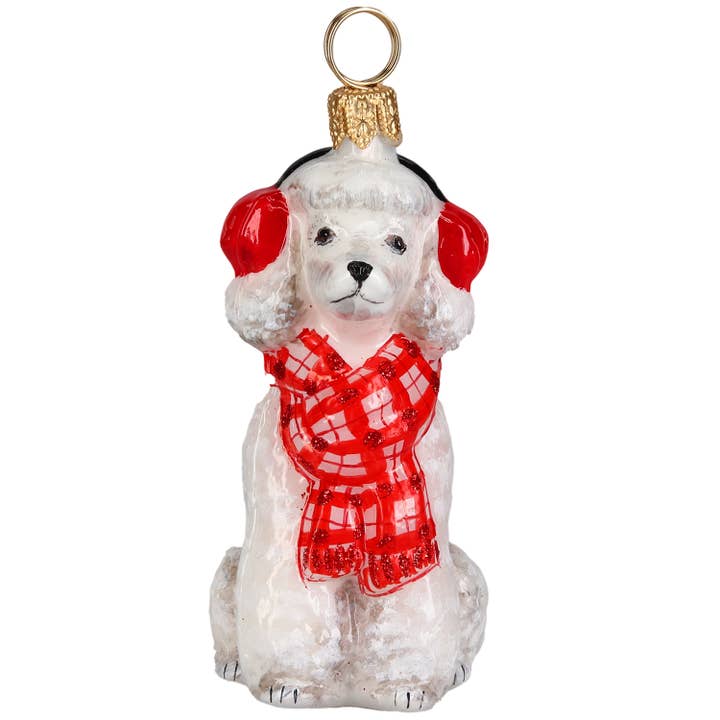 Joy To The World Collectibles – wholesale Prydnad – Pudel Vit i Buskig Halsduk och Öronmuffar