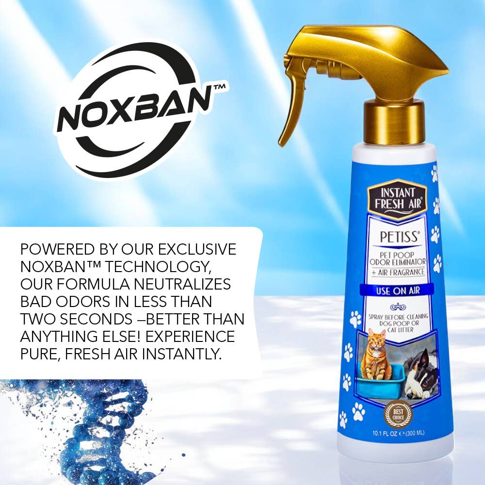 Instant Fresh Air - Wholesale Pet Deodorizing Spray - Petiss 10.1 Oz., Pet Poop Odor Eliminator + Air Fragrance.3