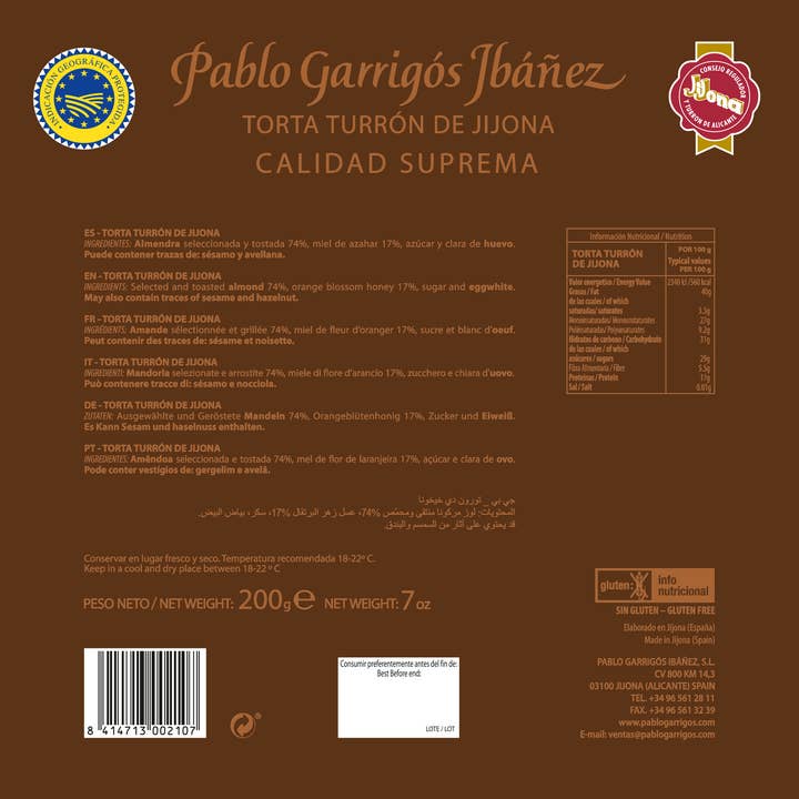 PABLO GARRIGÓS IBÁÑEZ - Wholesale Noga - Jijona Nougat Delicatessen Taart 200 g.2