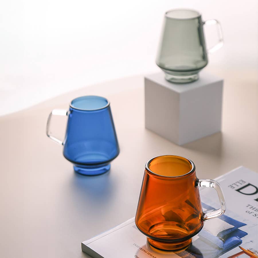 TUTU Home - Wholesale Coffee mug - ”Japanese“ – Blue Geometric Heatproof Glass Mug3