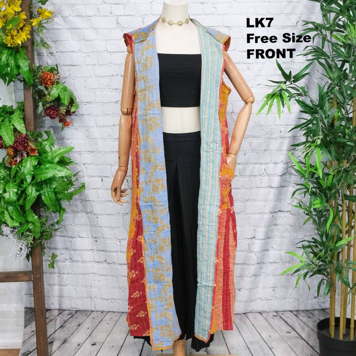 Karma Nepal Crafts - Wholesale Kimono - Women's - Bohemian Kantha Open Duster6