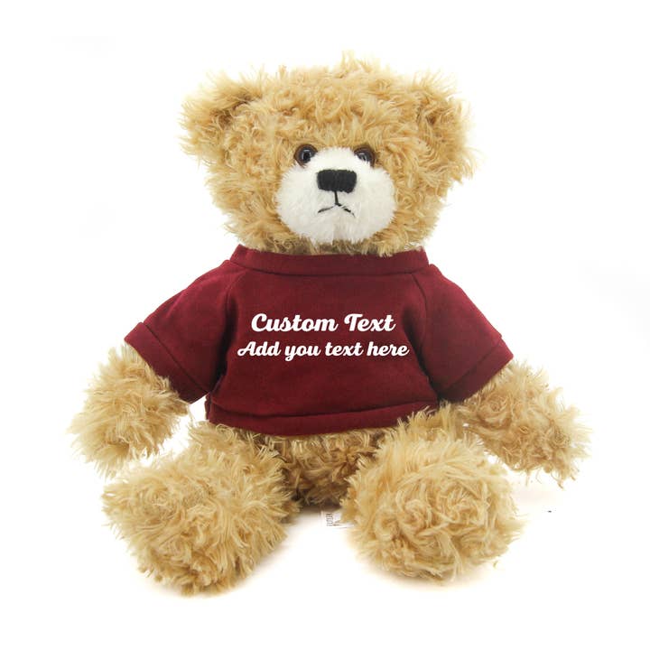 Customized Beige Brandon Bear with tee shirt, sitting, 11 for wholesale on Faire