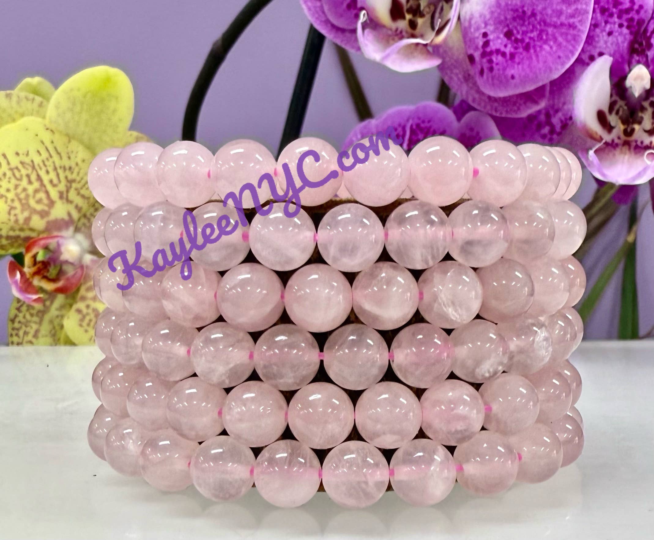 KayleeNYC - Wholesale Beaded Bracelet - Natural Rose Quartz 8mm 7.5” Crystals Healing Energy 3