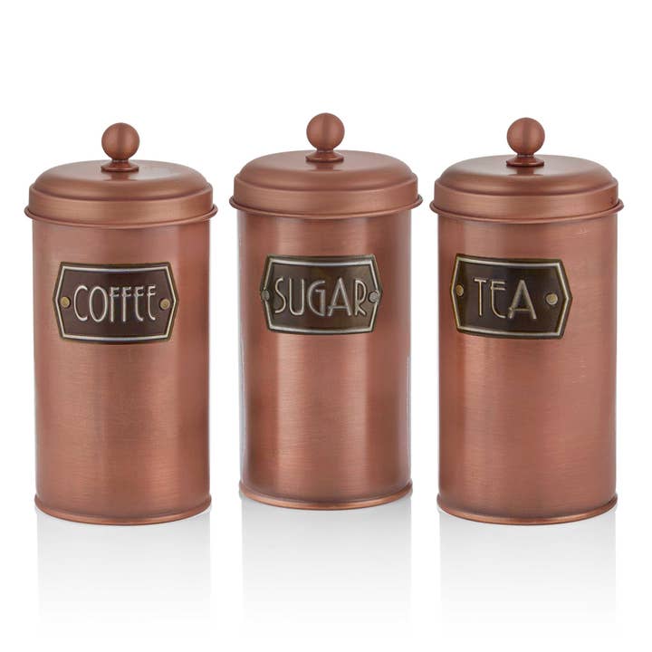 Rozi - Wholesale Canister Set - Copper Coffee, Tea, And Sugar Canister Set - 22 cm (H)