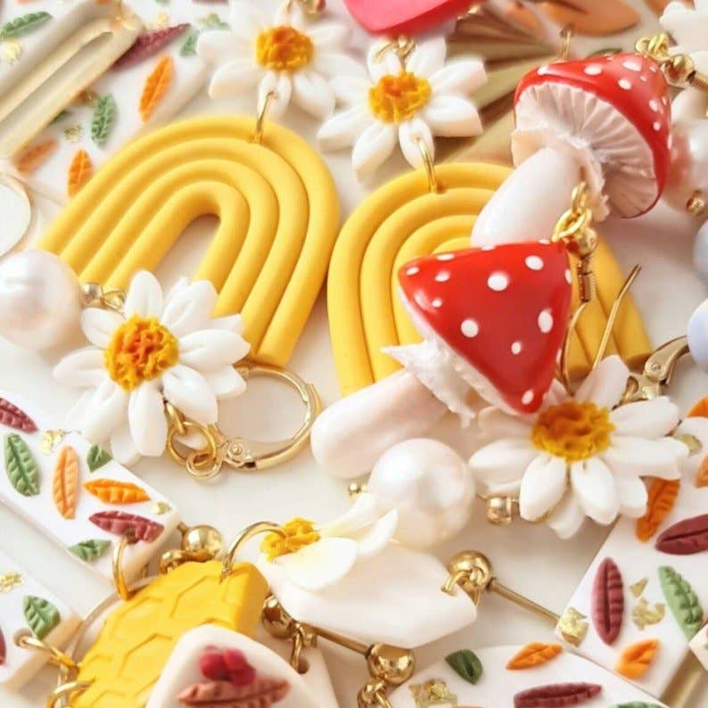 Studio Niani - Wholesale Dangle Earrings - Handmade Mushroom Earrings, Polymer Clay Earrings, Autumn2