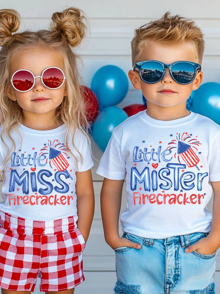 AvaryMaeInspirations - Wholesale Screen Printed T-Shirt - Kids - Little Firecracker Kids 4th of July Summer Tee Shirt 1