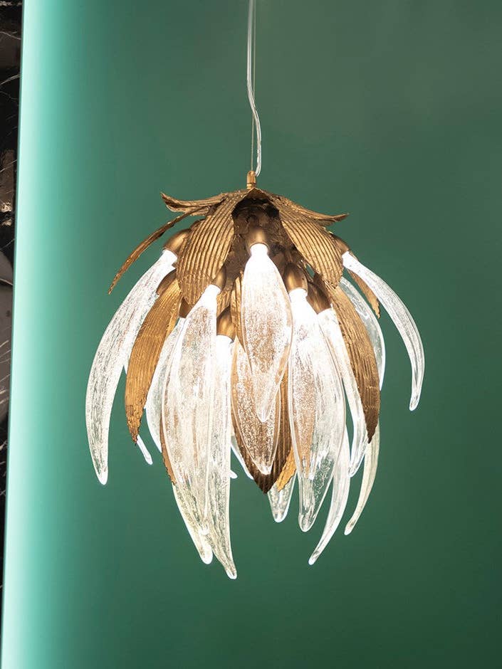 Luxembourg 21-Pack Transparent Glass Gold Aluminum Chandelier | Modern Decorative Lighting For Homes & Hotels for wholesale by HEKA LIGHTING & TRADING LTD