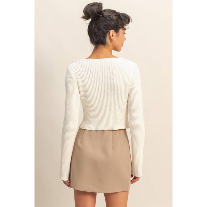 HYFVE - Wholesale Cardigan - Women's - Tie Front V Neck Ribbed Cardigan23