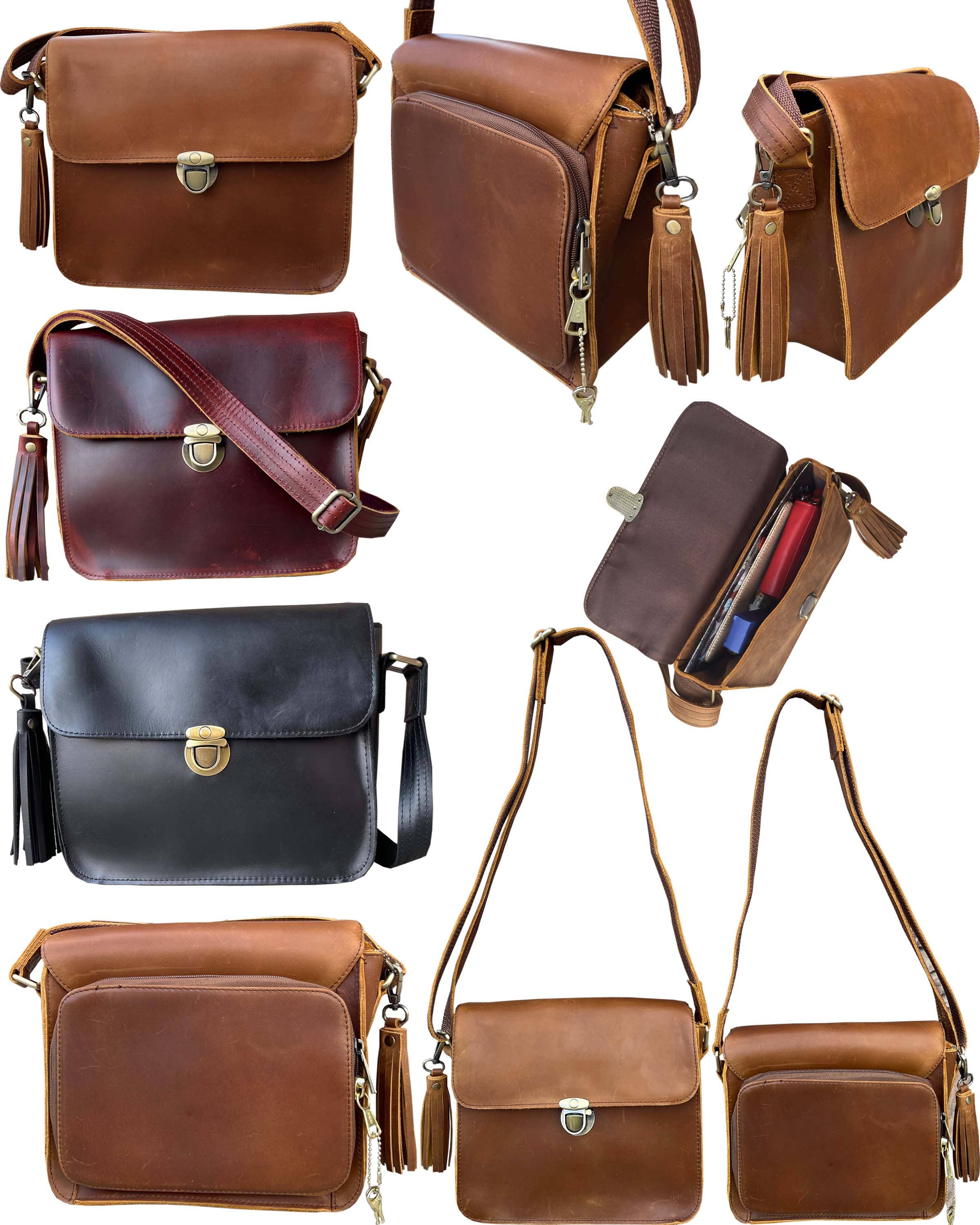 Roma Leathers, Inc. - Wholesale Crossbody Bag - Women's - Vintage leather crossbody shoulder bag with wire strap10