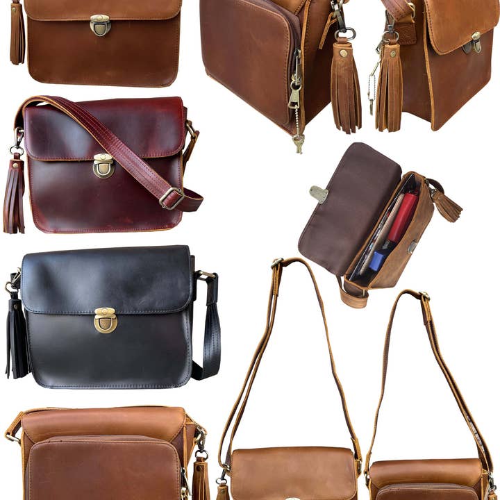 Roma Leathers, Inc. - Wholesale Crossbody Bag - Women's - Vintage leather crossbody shoulder bag with wire strap10