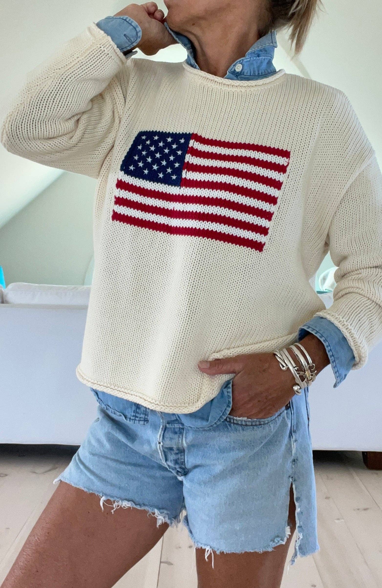 Pink Pineapple - Wholesale Knit Sweater - Women's - Chloe Flag Roll Neck Sweater in Cream2