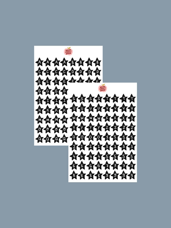 Star alphabet sticker sheet ⭐️ for wholesale by Nany Craft Shop