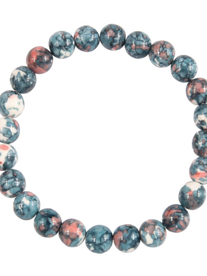 Composition Stone Stretch Bracelet B2039-Blue for wholesale by Ole