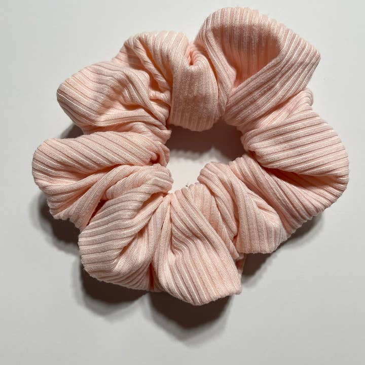 Pink Rib Knit Scrunchie for wholesale by Prairie and Paws