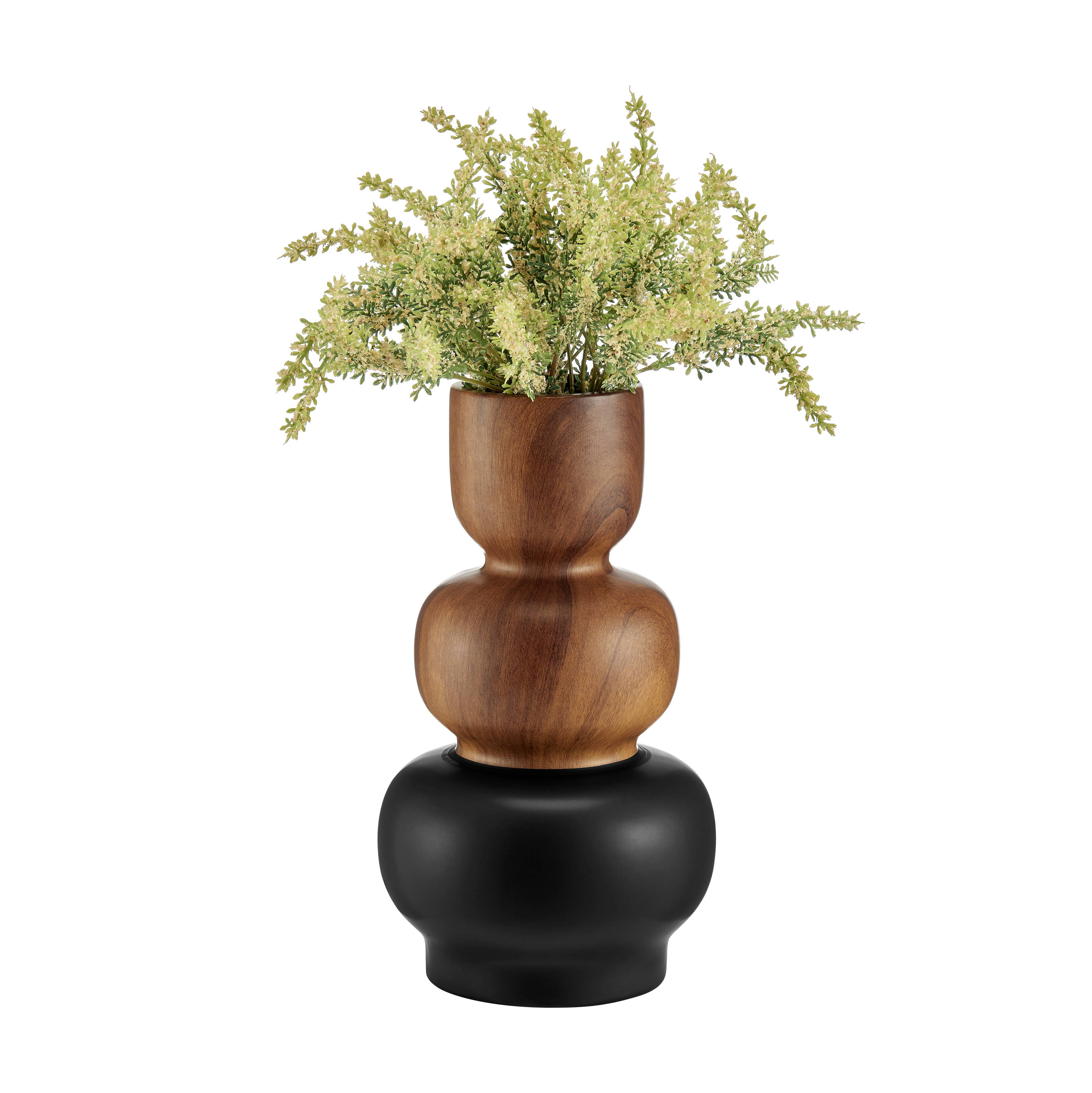 Danya B – wholesale Vase – Milo Trinnet 3 Tier Stack Two Tone Vase Black and Walnut13
