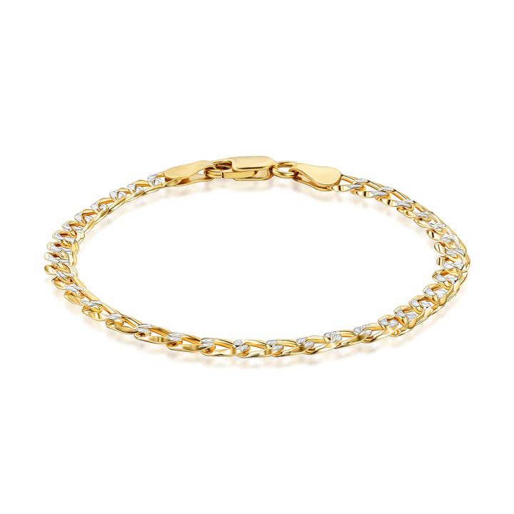 18K Gold Over Silver 5MM Pave Curb Link Cuban Chain Bracelet for wholesale on Faire3