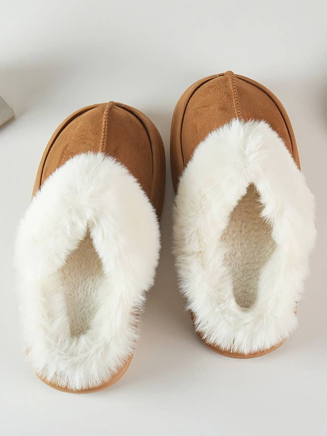 Hana - Wholesale Sock Slippers - Women's - Fur Trim Winter Slippers
