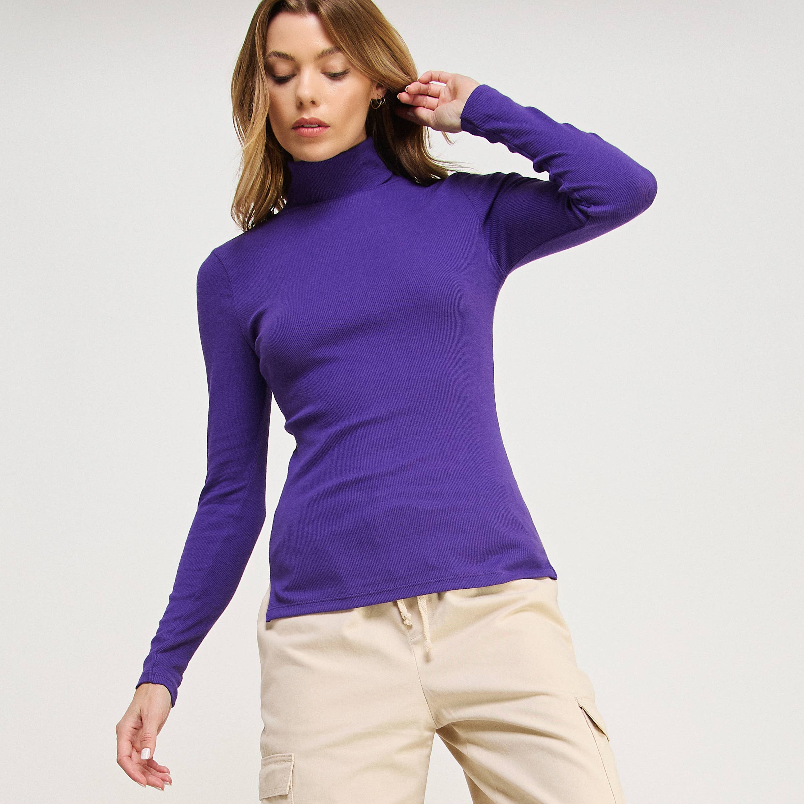 FREEZIA - Wholesale Knit Top - Women's - RIBBED TURTLE NECK SWEATER LONG SLEEVE TOP-F67933-D613