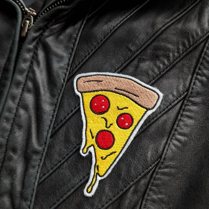 Pepperoni Pizza Iron On Embroidered Patch for wholesale by Project Pinup