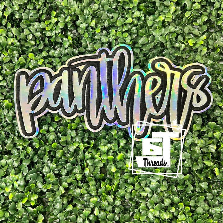 6j Threads LLC - Vendita all'ingrosso Toppe - Pantere Olografiche in Corsivo....Solo Toppe