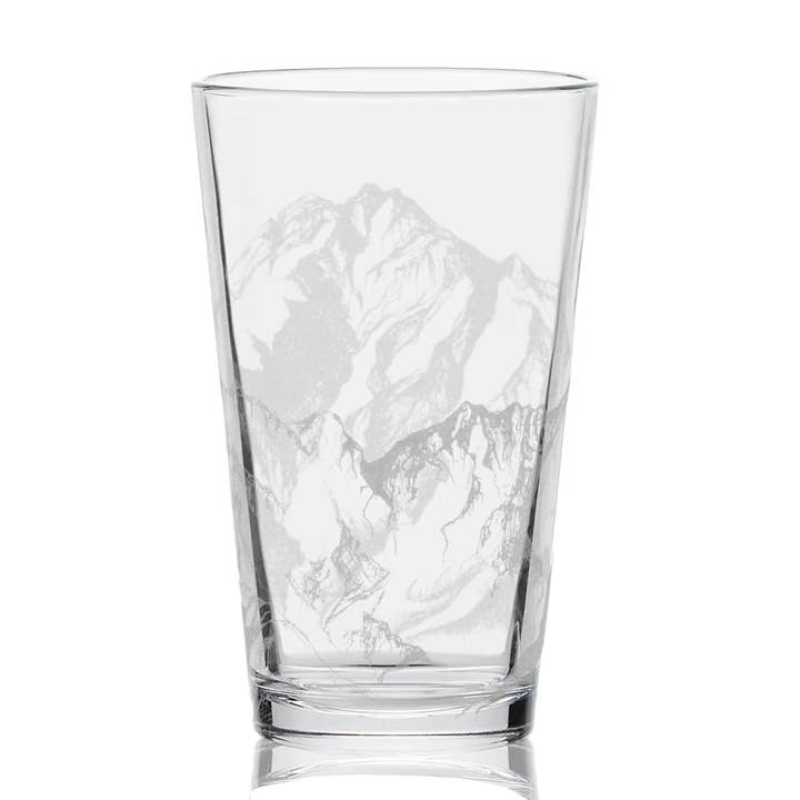 THE MOUNTAINS Engraved 16oz Pint Glasses for wholesale by LumEngrave