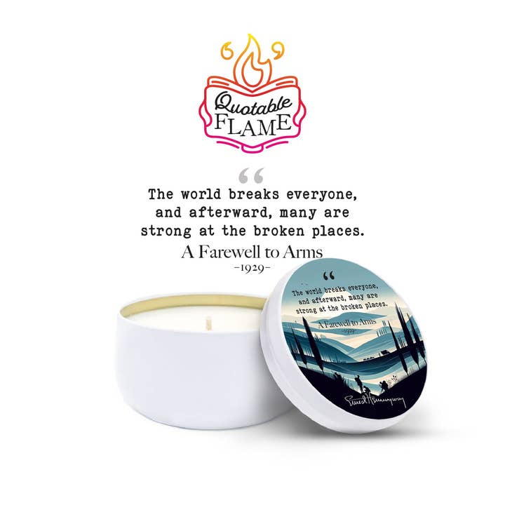 A Farewell to Arms - Quotable Flame - Boîte à bougies 6 oz pour la vente par Sanibel Candle Company