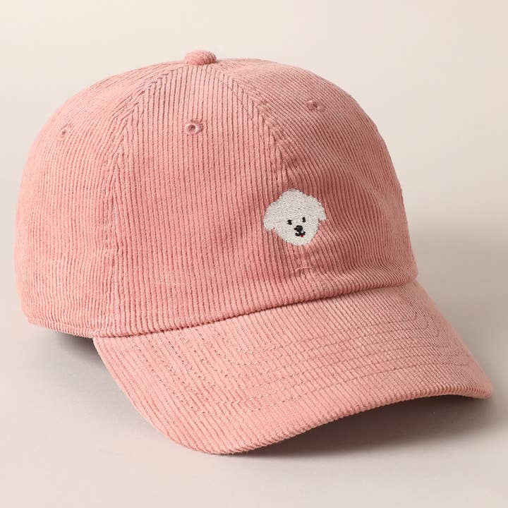 Fashion City β wholesale Baseball cap β Women's β Cute Maltese Dog Embroidery Corduroy Baseball Cap0