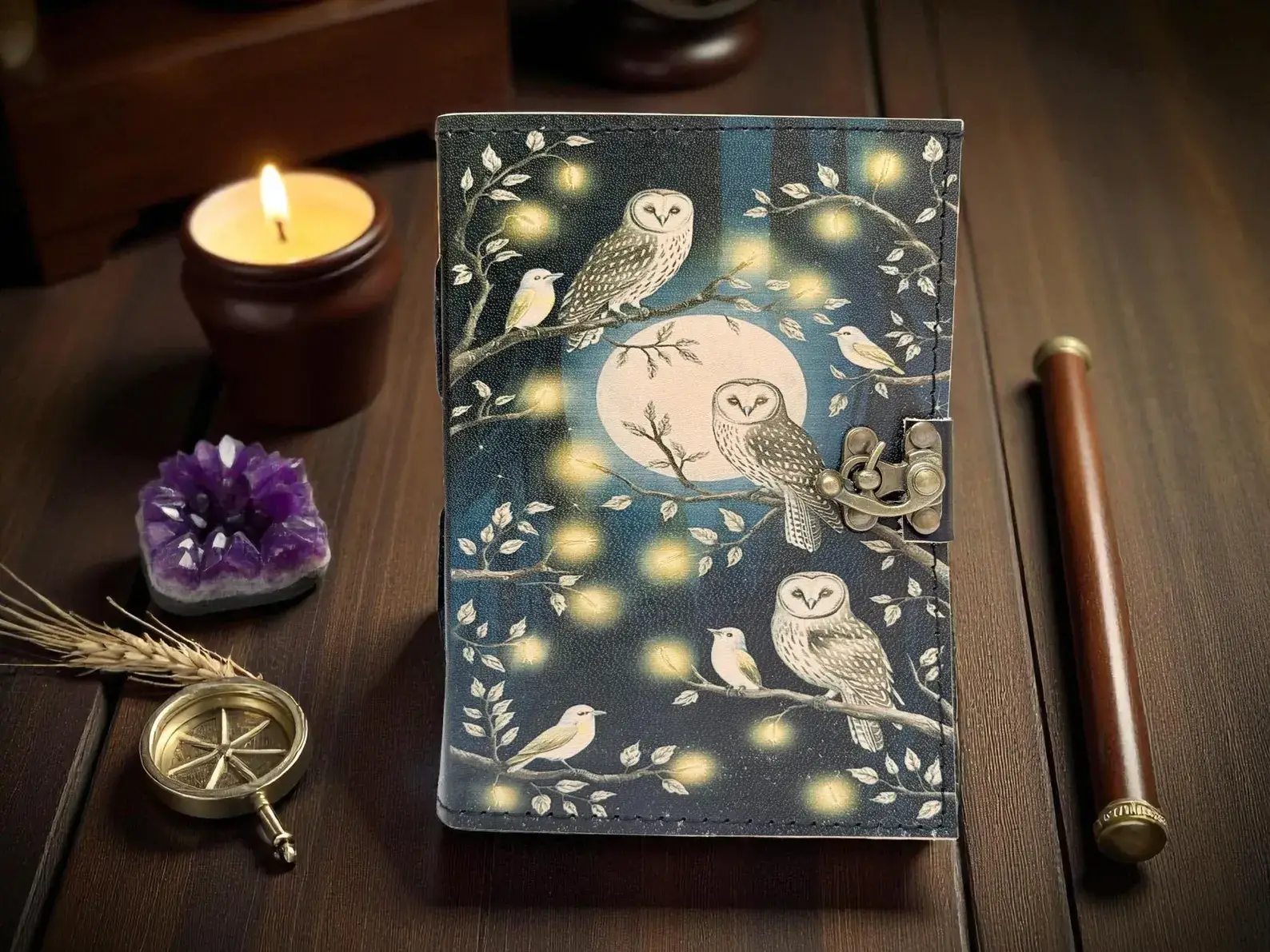 MNM HANDICRAFTS – wholesale Journal/diary – Owl Leather Journal – Gothic Grimoire Book of Shadows 0