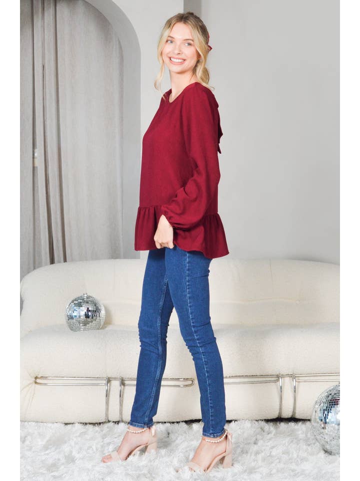 Loven x Mini Momo - Vente Chemisier – femme - Blouse cache-cœur à nœud dos et basque - Mini Momo2