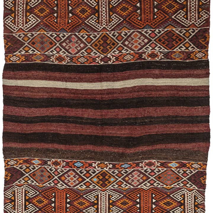 Tappeto Kilim Vintage Autentico a Tessitura Piatta (4' x 5'2''). per la vendita all'ingrosso da parte di Rugtolia