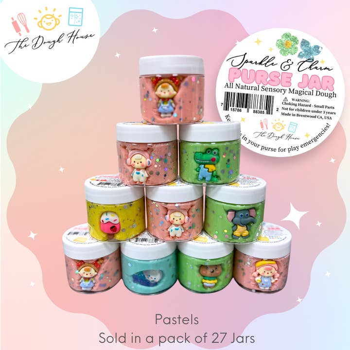 Sparkle and Charm Purse Jars, Pastel, 27 Pack for wholesale by The Dough House