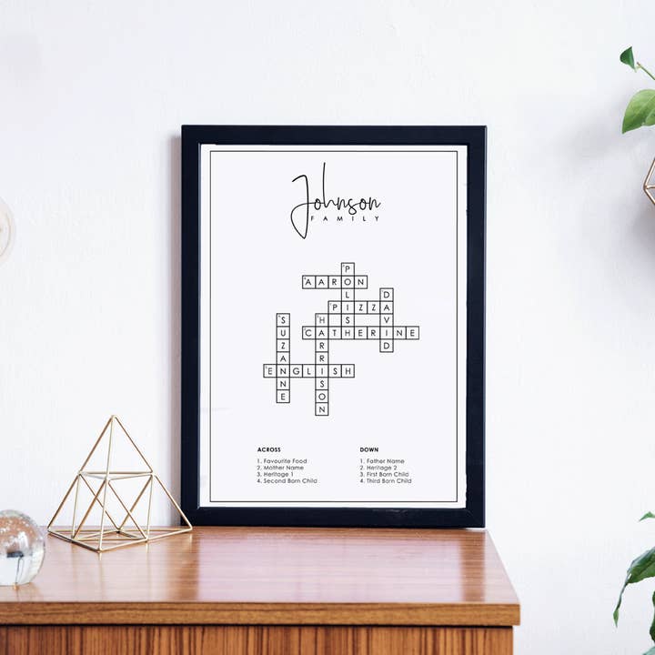 The Artisan Gift Co. – Engroshandel Kunsttryk – FAMILIENAVN Krydsord Udskriv