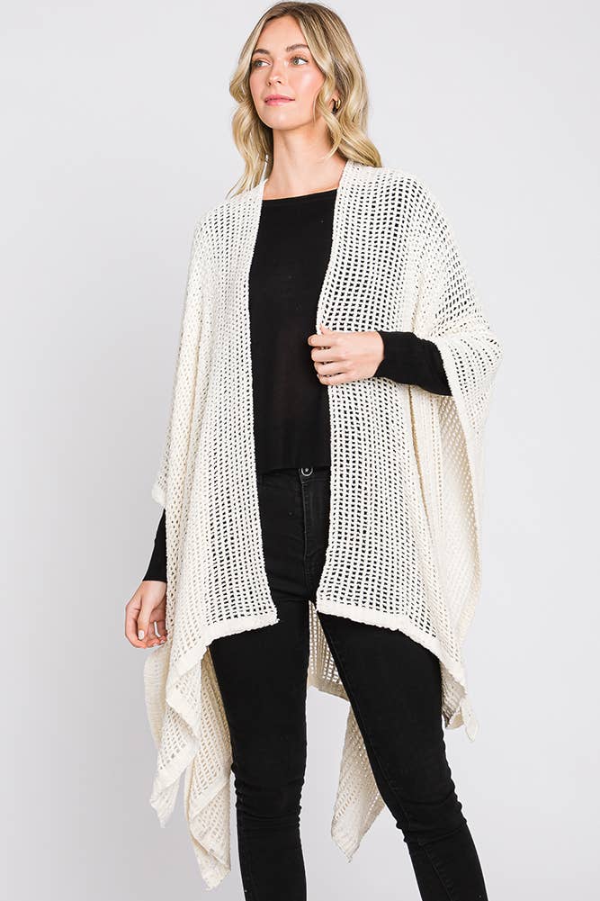 Hana - Wholesale Cardigan - Dames - Solid Chenille Crochet Ruana12