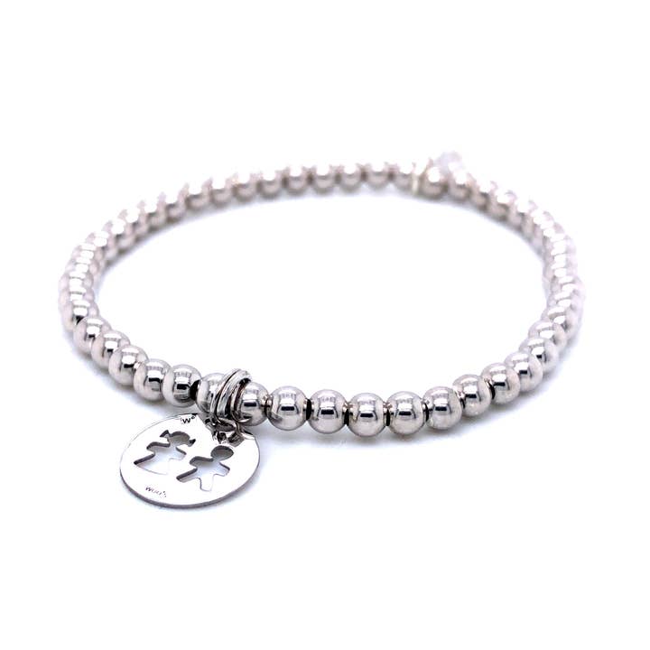 Elastic Bracelet with Boy Girl silver medal for wholesale by Woo's pure feelings