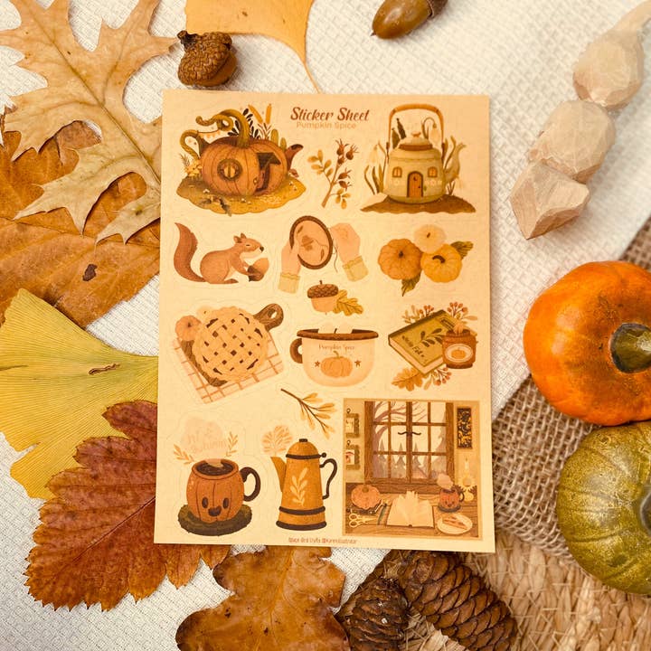 Split Moon Studios - Wholesale Sticker - Pumpkin Spice Sticker Sheet - Sticker Sheet - Bullet Journal1