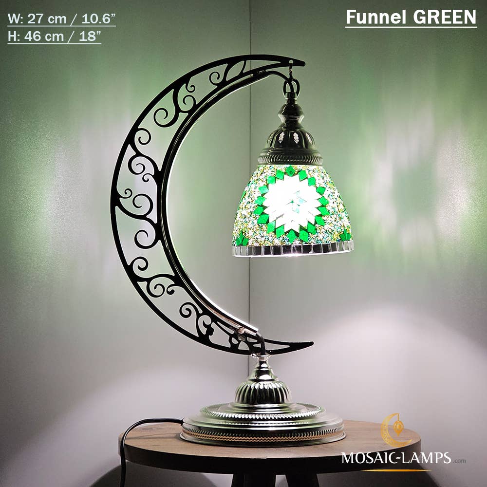 Mosaic Lamps - Vendita all'ingrosso Lampada da scrivania/d'accento - Lampada da scrivania Turkish Moon in argento, luci ad arco marocchine, Murano C13