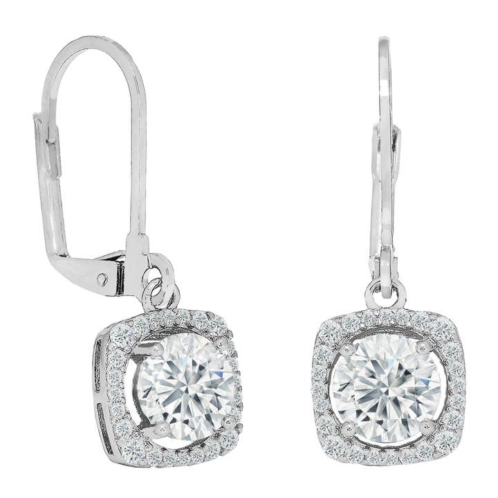 Brincos de gota banhados a ouro branco Freya 18k por atacado de Cate & Chloe Jewelry