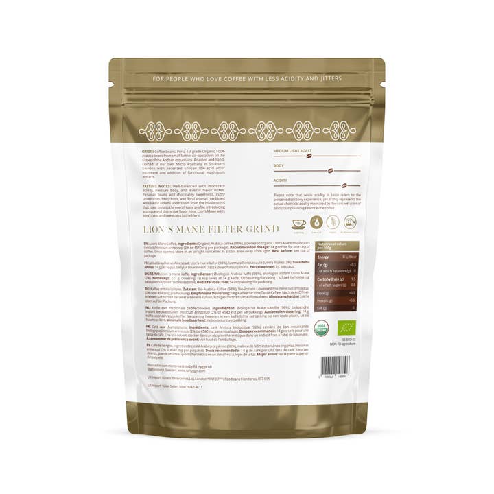 Rå Hygge - Wholesale Ground Coffee - Lion´s Mane Specialty Coffee BIO, Filter Ground 8 oz