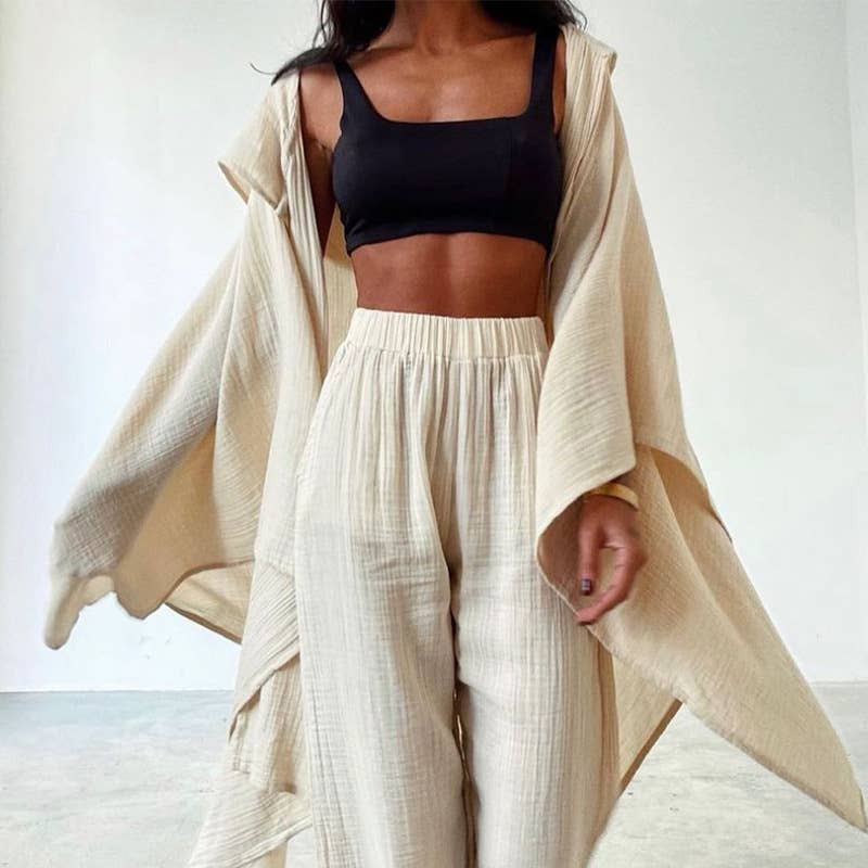 Women Summer Sleeveless Top And Cropped Wide Leg Pants Two Piece Set - The  Little Connection