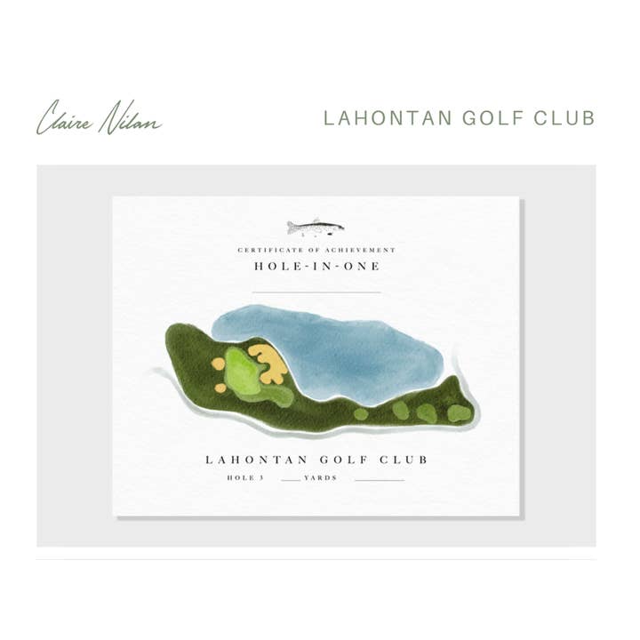 Claire Nilan Art - Venta al por mayor Ilustración - Premios Personalizados por Hoyo en Uno | Certificados de Golf Personalizados