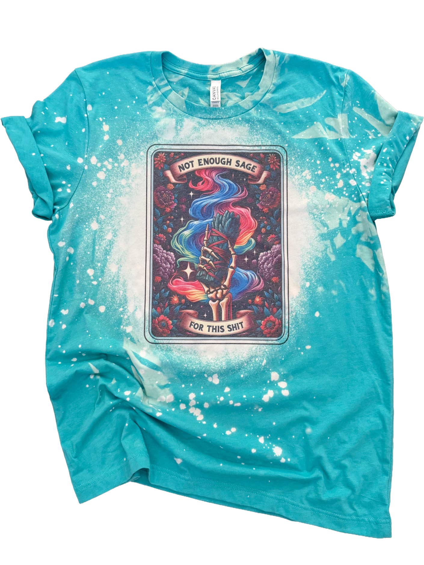 Pick Your Poison Tees LLC (Formerly Wandering Owl Designs) - Wholesale T-Shirt (Graphic) - Unisex - Not Enough Sage - Skeleton Tarot Card Bleached Tee