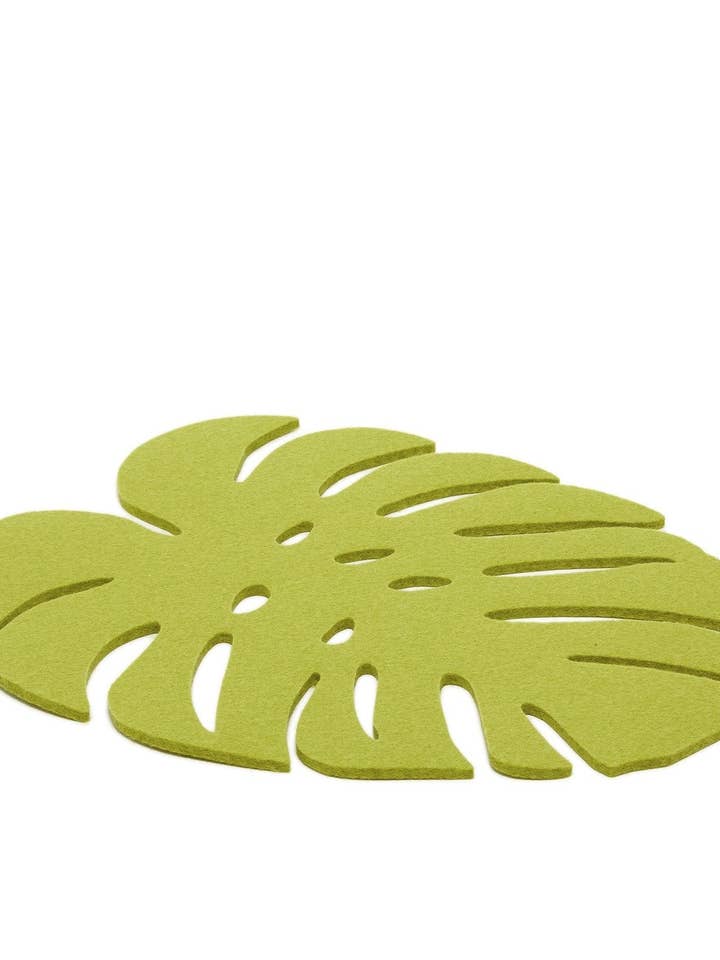 Merino Wool Felt Large Monstera Leaf Trivet Pistachio for wholesale by Graf Lantz