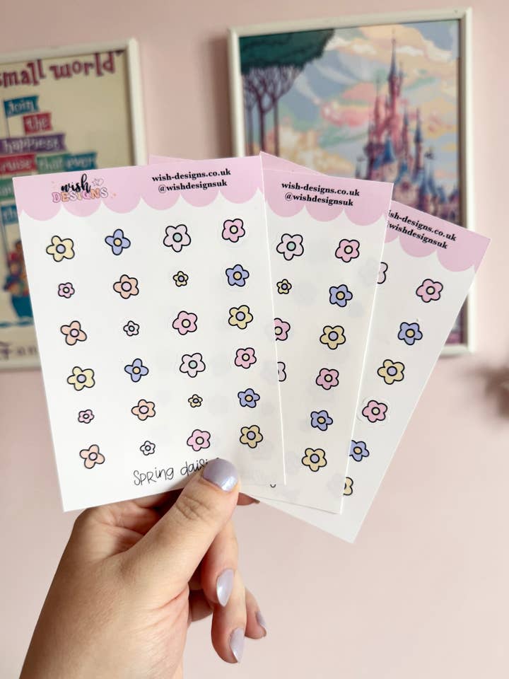 Spring Daisies Vinyl Sticker Sheet for wholesale by Wish Designs