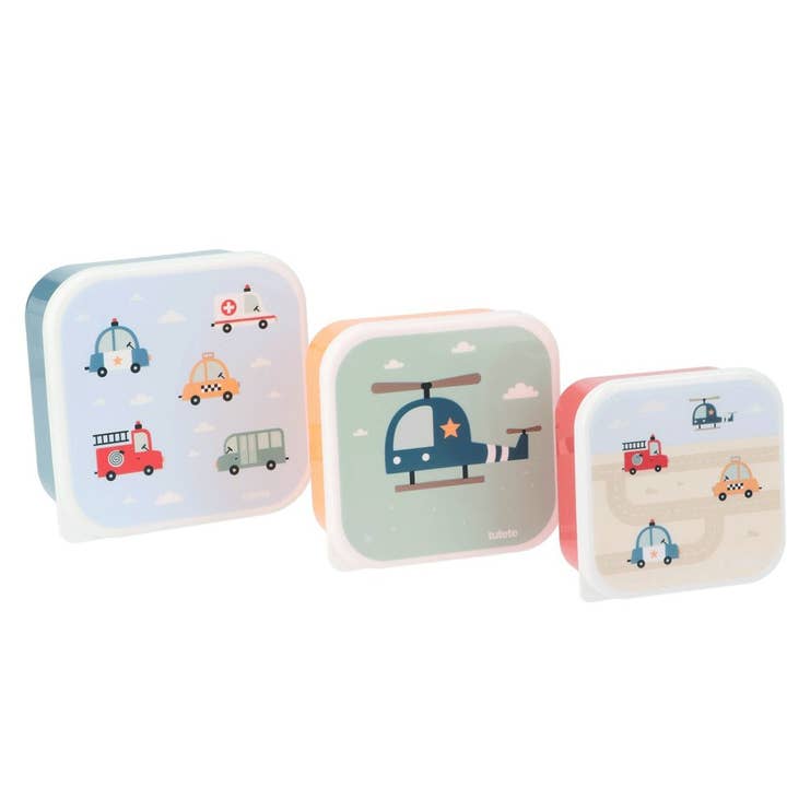 Sæt med 3 madkasser med bybiler for engroshandel hos Tutete