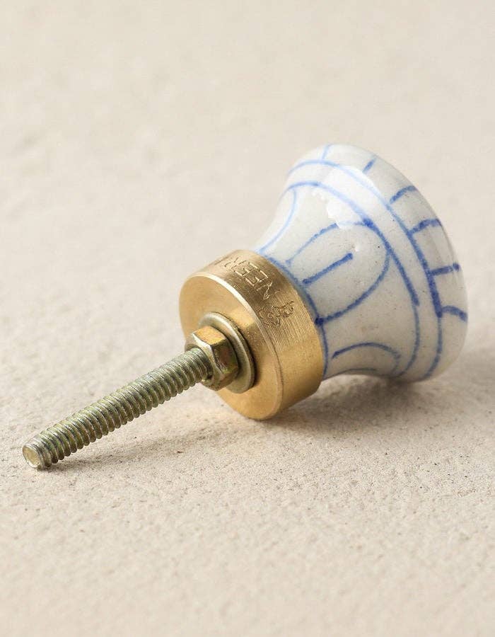 KNOBCO - Wholesale Knob/pull - White and Blue Striped Ceramic Cabinet Knob3