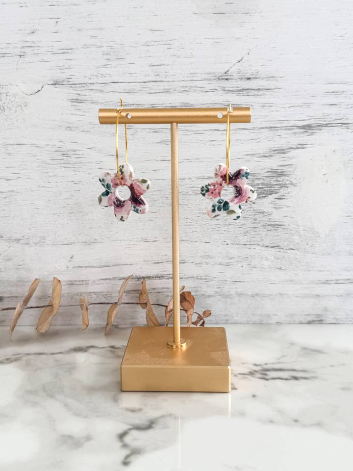 Floral hoops for wholesale by Frankie Rose Jewelry