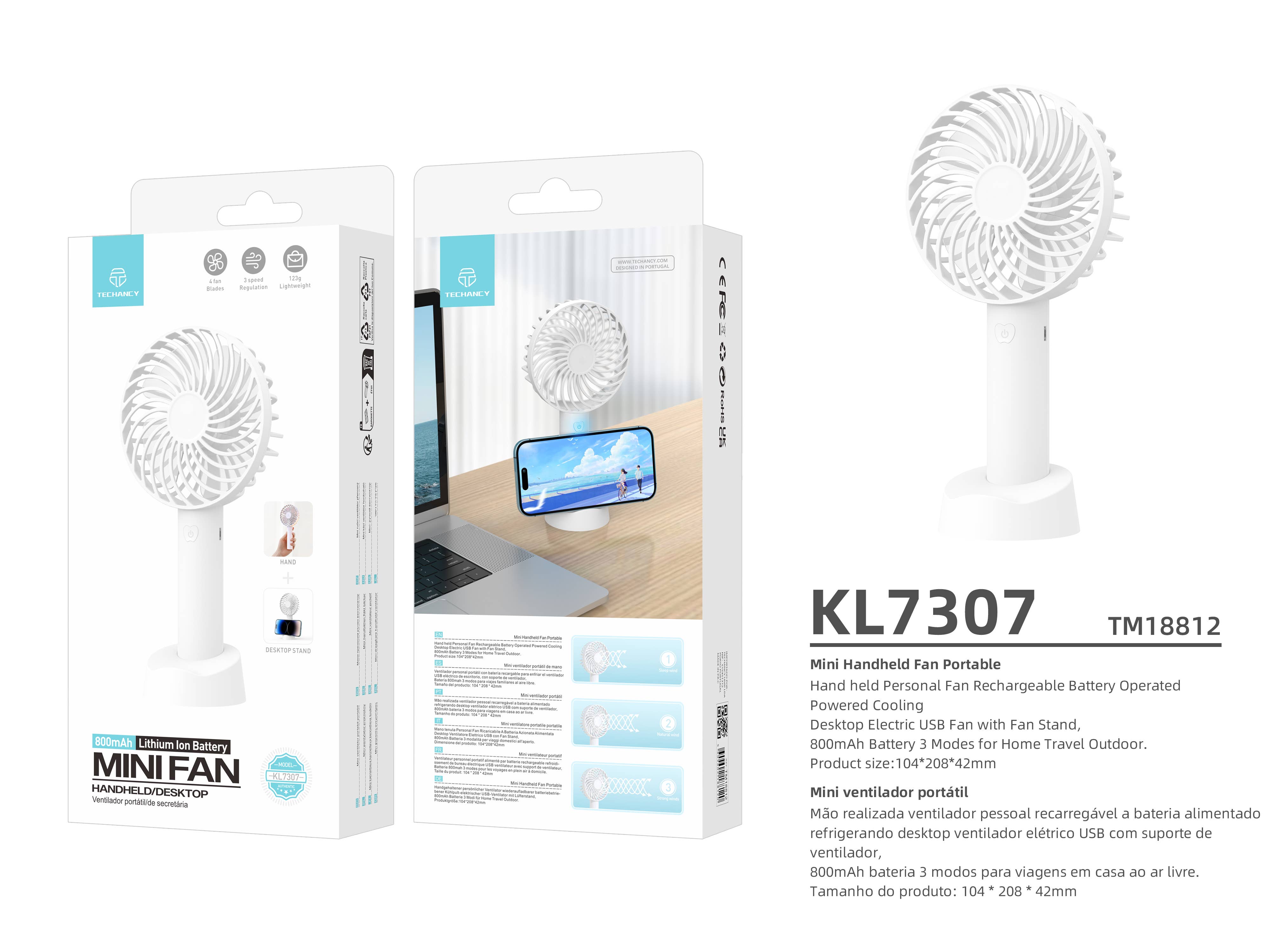 TECHANCY - Wholesale Handheld Electric Fan - KL7307 Mini Handheld Fan Portable, Rechargeable Battery Oper6